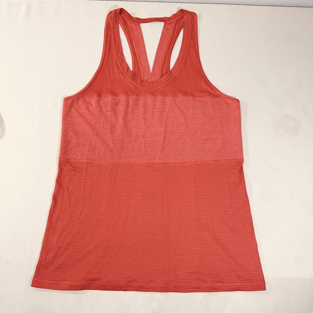 Lululemon Pedal To The Medal Singlet‎ Tank Alarming Orange Coral Size 4 Athletic